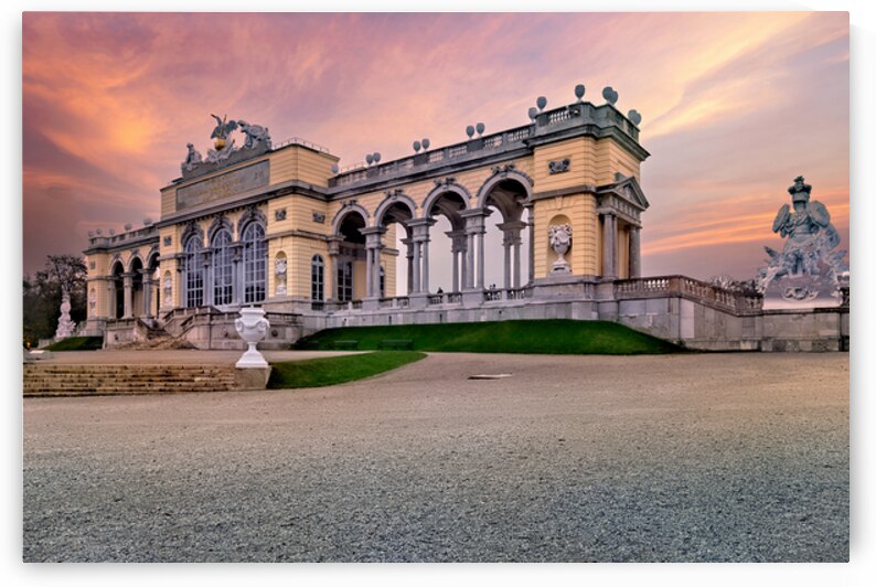 Ornate Gloriette palace in Vienna at sunset. by Marco Brivio