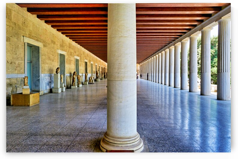 Walking through the Stoa of Attalos in Ancient Agora Athens Gre by Marco Brivio