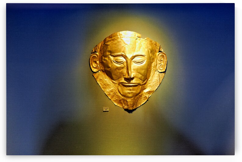 Golden mask of Agamemnon at National Archaeological Museum in At by Marco Brivio