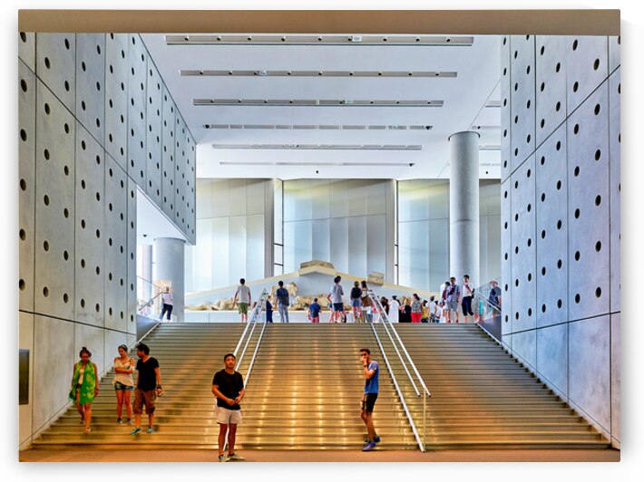 People walk around the Acropolis Museum in Athens Greece by Marco Brivio