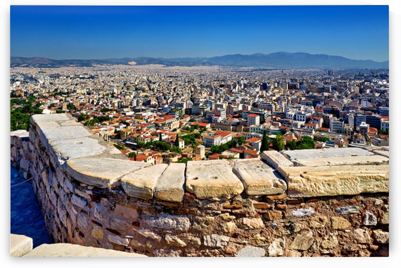Panoramic view of Athens from the Acropolis in Greece by Marco Brivio