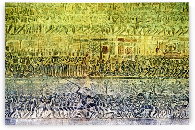 Ancient bas reliefs depicting processions deities and battles. by Marco Brivio