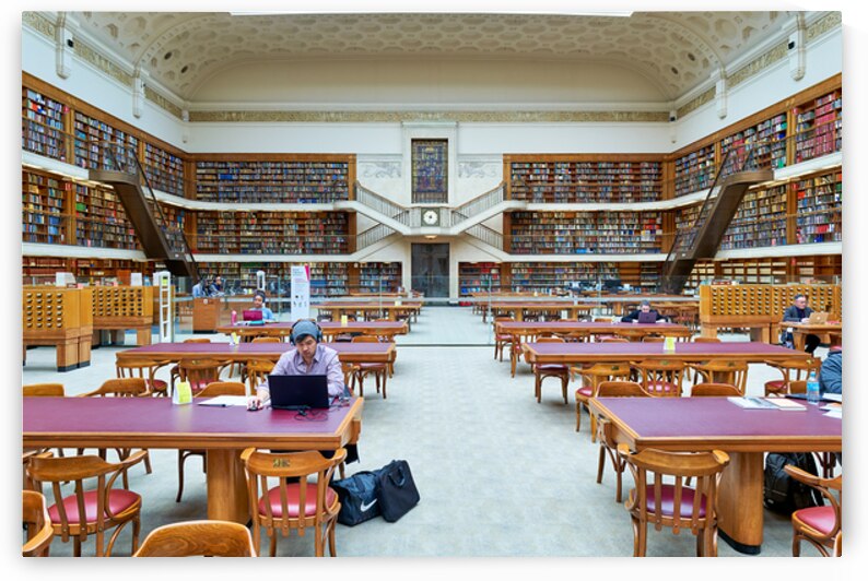 Grand library in Sydney with students and researchers at work by Marco Brivio