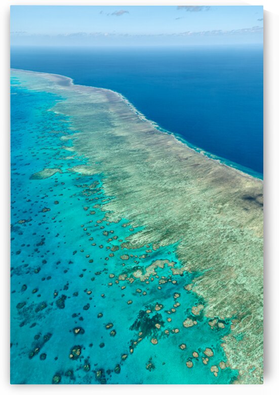 Aerial view of the Great Barrier Reef Australia. by Marco Brivio