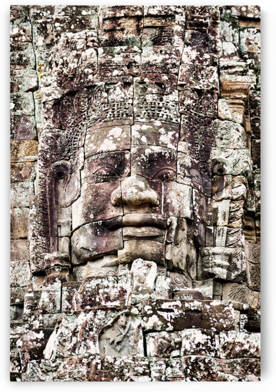 Ancient Khmer stone face Bayon temple. by Marco Brivio