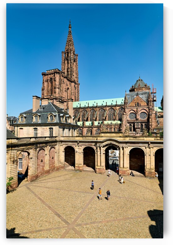 Visitors stroll in Palais Rohan courtyard view Strasbourg Cathe by Marco Brivio