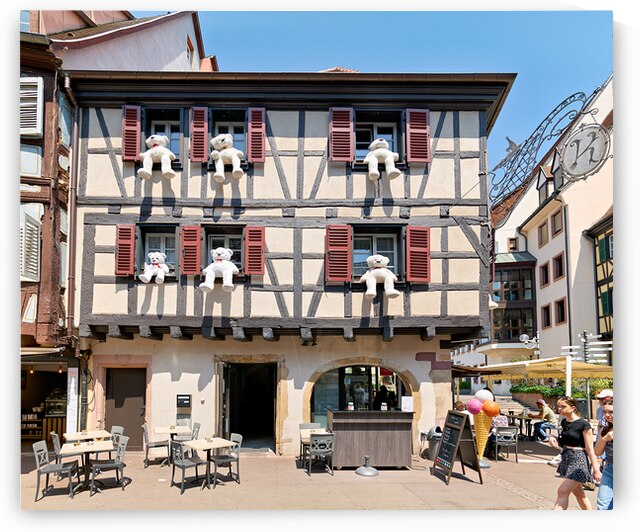 Timber framed houses with teddy bears in Colmar Alsace France by Marco Brivio