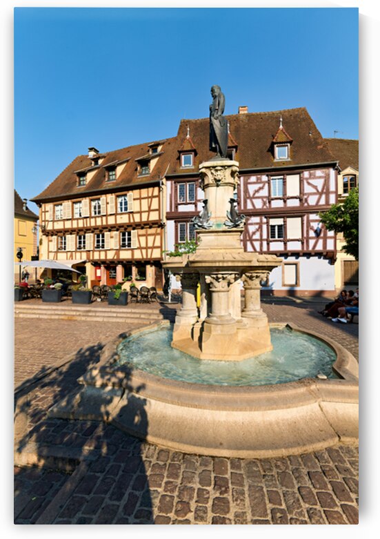 Timber framed houses and fountain in Petite Venise Colmar France by Marco Brivio