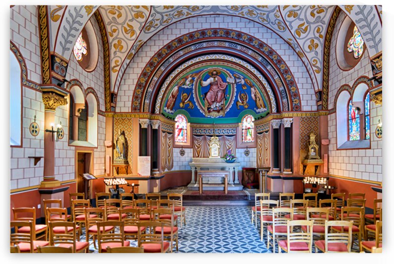 Visitors explore Chapelle Saint Leon IX in Eguisheim Alsace Fran by Marco Brivio