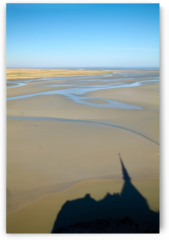 View of Mont Saint Michel abbey during low tide in Normandy Fran by Marco Brivio