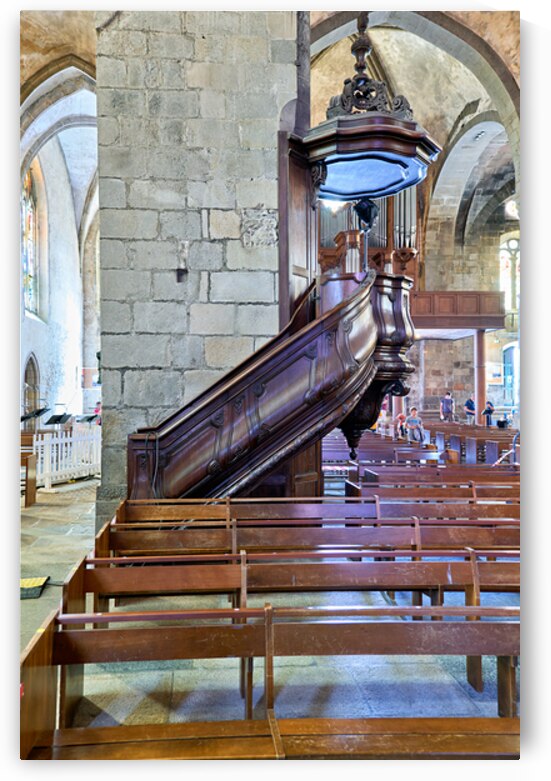Wooden pulpit at Cathedral Saint Vincent in Saint Malo Brittany by Marco Brivio