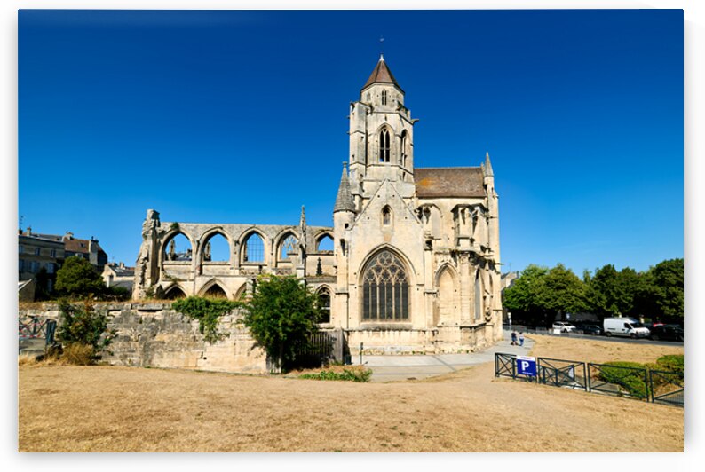 Church of Saint Etienne le Vieux stands in ruins in Caen France by Marco Brivio