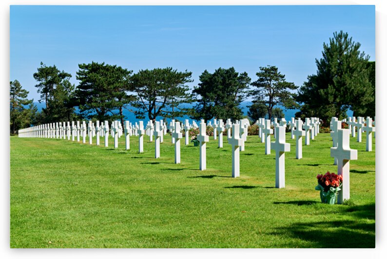 Grave markers at Normandy American Cemetery in Colleville sur Me by Marco Brivio
