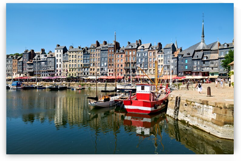 Harbour scene in Honfleur Normandy with boats and buildings by Marco Brivio