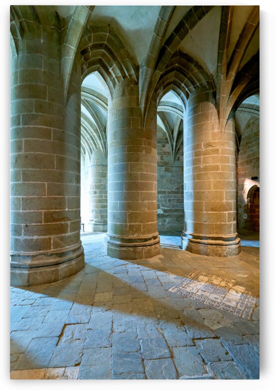 Inside Mont Saint Michel Abbey in Normandy France with stone co by Marco Brivio