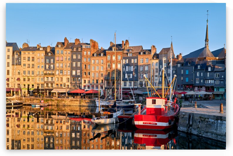 Sunrise at Honfleur harbour in Normandy France with reflections by Marco Brivio