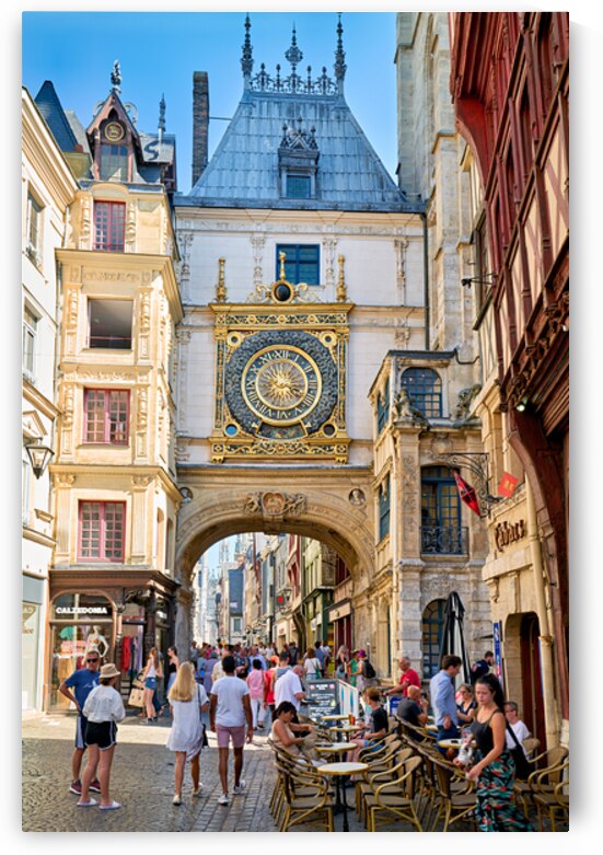 Visitors enjoy the historic Le Gros Horloge in Rouen Normandy by Marco Brivio