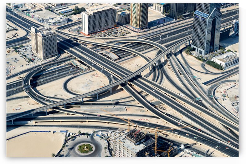 Complex highway interchange and urban landscape in Dubai by Marco Brivio