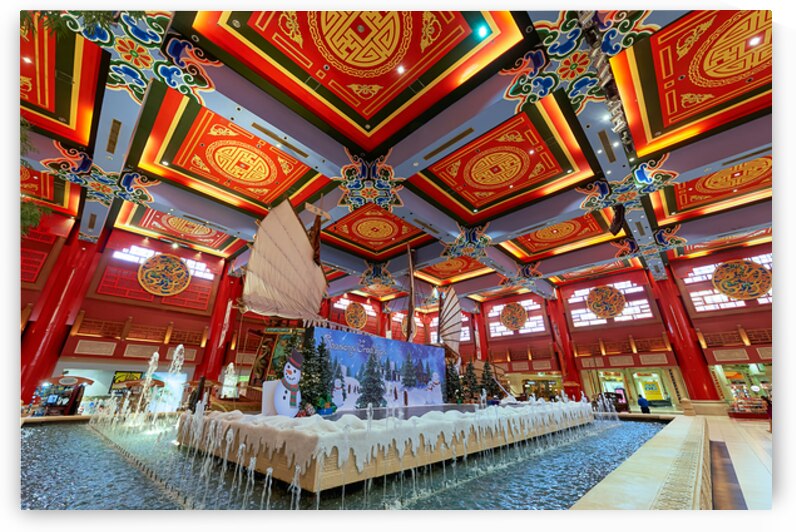 Festive decorations in Chinese themed indoor setting in Dubai by Marco Brivio