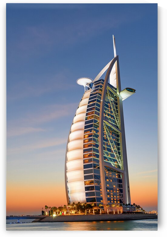 Burj Al Arab hotel at sunset in Dubai UAE with beautiful sky by Marco Brivio