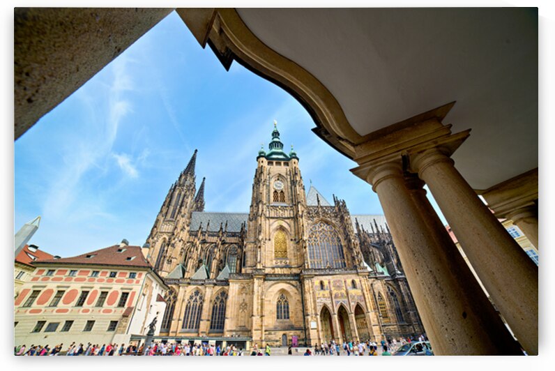 Gothic St. Vitus Cathedral in Prague framed by an arch. by Marco Brivio