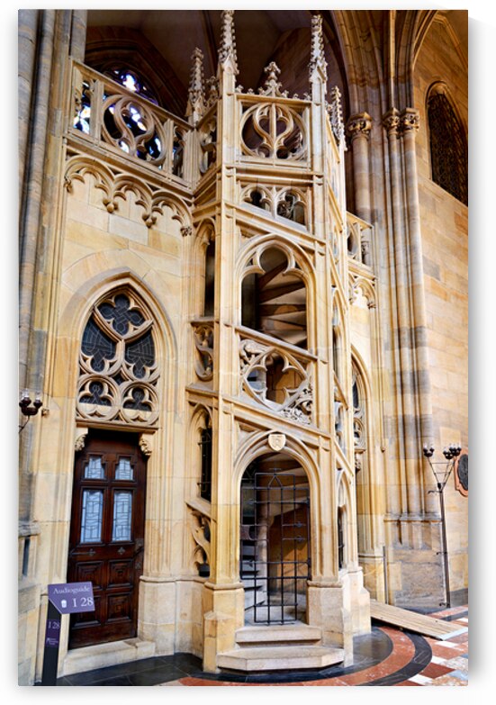 Ornate Gothic spiral staircase and architecture. by Marco Brivio