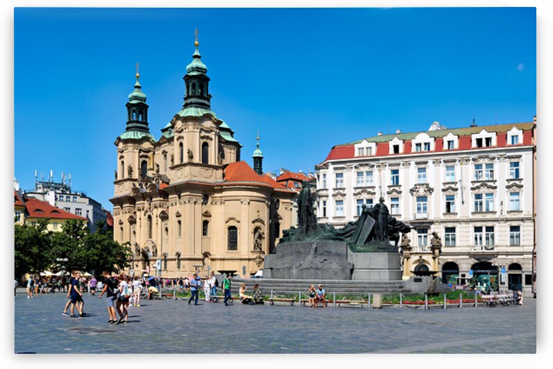 Pragues Old Town Square with St. Nicholas Church and Jan Hus Mo by Marco Brivio