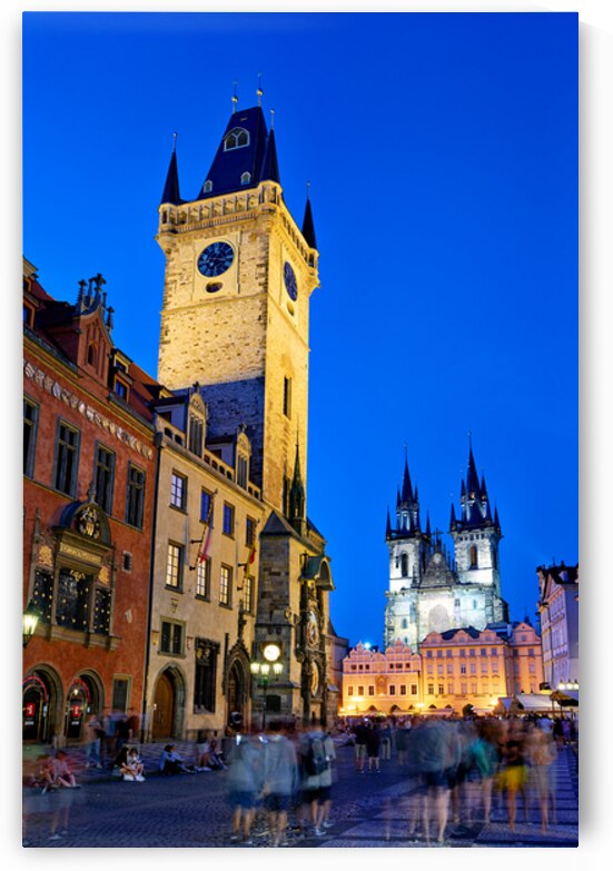 Prague Old Town Square at night featuring iconic illuminated bu by Marco Brivio