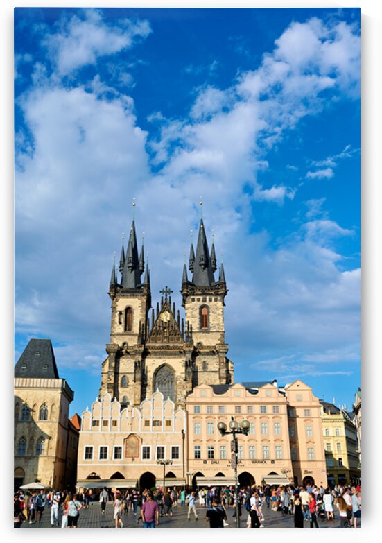 Crowded Old Town Square Prague featuring Týn Church. by Marco Brivio