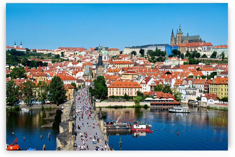 Pragues iconic Charles Bridge Vltava River and historic city  by Marco Brivio