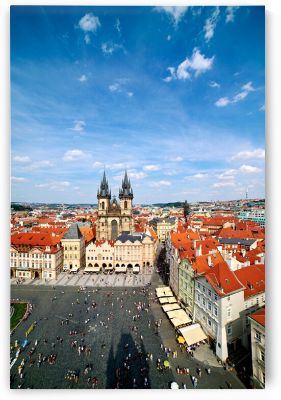 Prague Old Town Square with Tyn Church and crowds by Marco Brivio