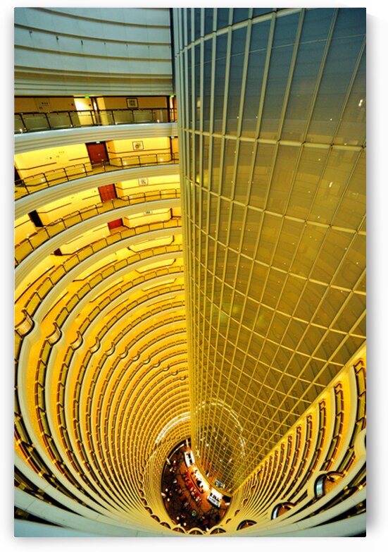 High rise hotel atrium with spiraling floors in Shanghai by Marco Brivio