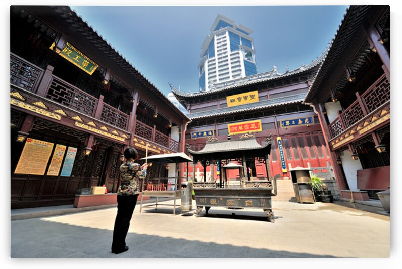 Incense offered at a Chinese temple courtyard in Shanghai by Marco Brivio