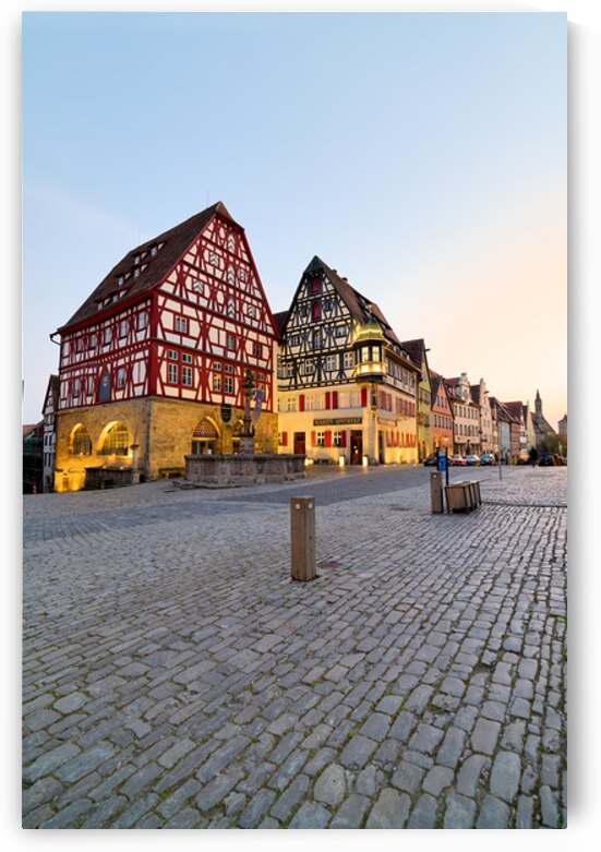 Sunset at jagstheimer haus and georgsbrunnen rothenburg by Marco Brivio