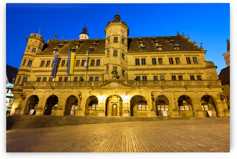 Rothenburg ob der Tauber town hall in market square at sunset by Marco Brivio