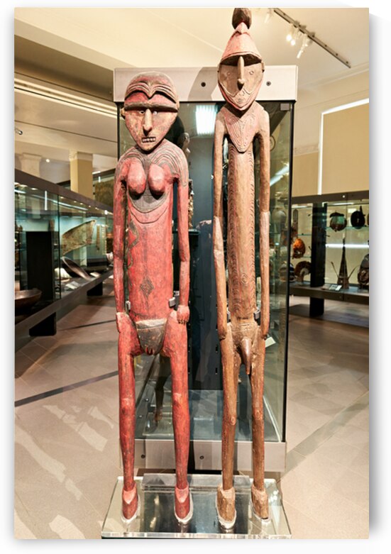 Maori carvings displayed in Auckland War Memorial Museum New Ze by Marco Brivio