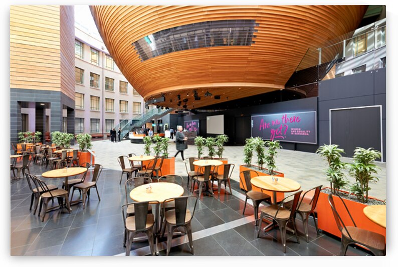 Visitors gather at Auckland War Memorial Museum entrance area by Marco Brivio