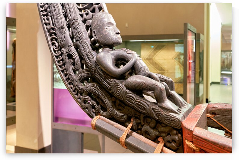 Maori carving displayed at Auckland War Memorial Museum in New Z by Marco Brivio