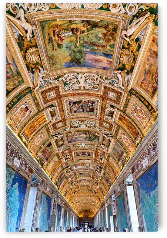 Visitors admire the ceiling of the Gallery of Maps in Vatican Ci by Marco Brivio