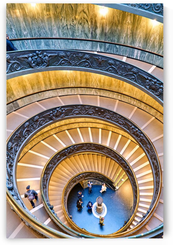 Visitors descend the Bramante staircase in Vatican City by Marco Brivio