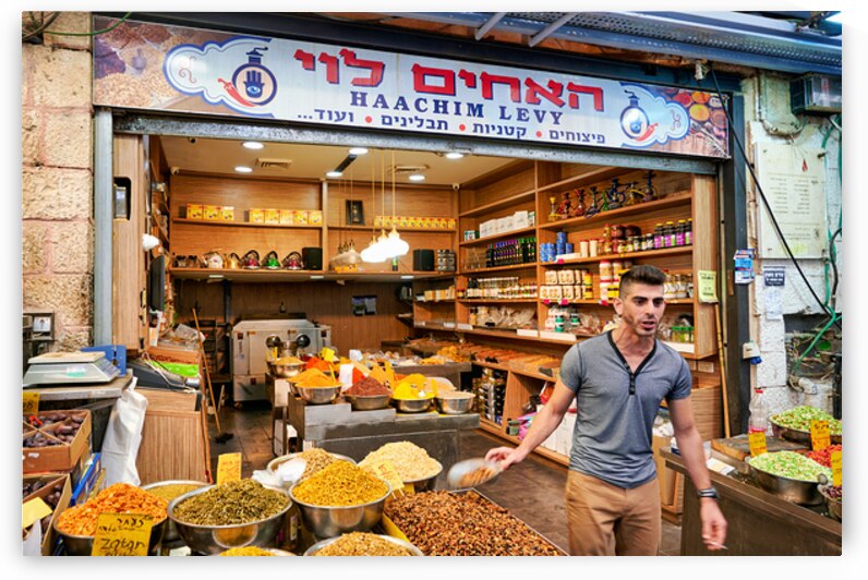 Spice vendor at Mahane Yehuda Market in Jerusalem Israel by Marco Brivio