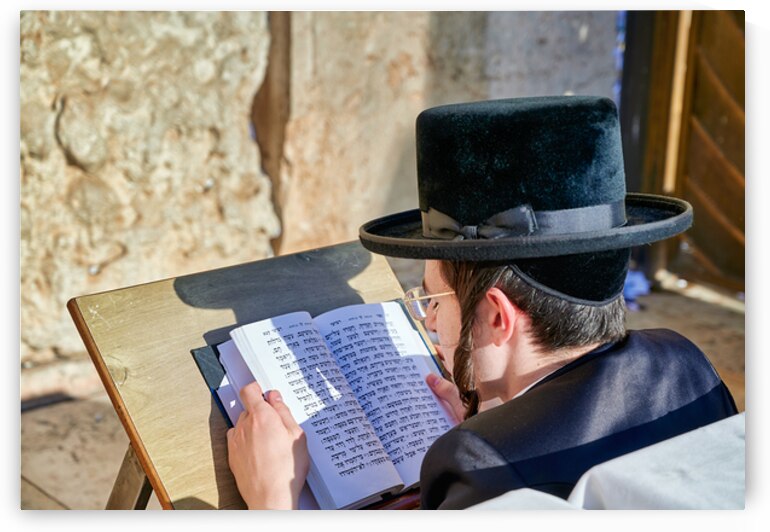 Orthodox Jews at the Wailing Wall in Jerusalem during prayer by Marco Brivio