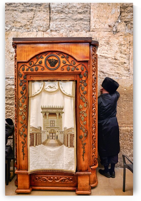 Orthodox Jews at the Wailing Wall during prayer in Jerusalem by Marco Brivio