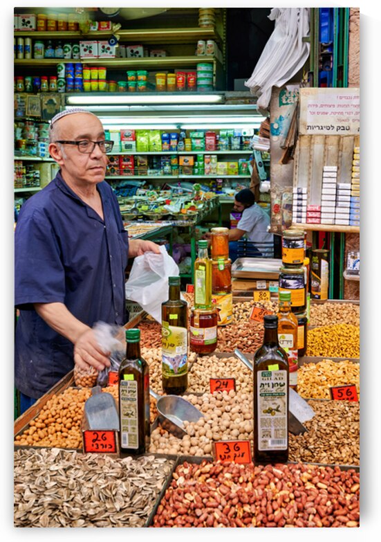 Market scene in Mahane Yehuda in Jerusalem during busy shopping  by Marco Brivio