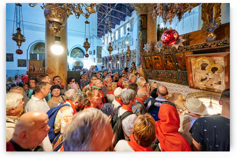 Crowd visits Church of the Nativity in Bethlehem Israel by Marco Brivio