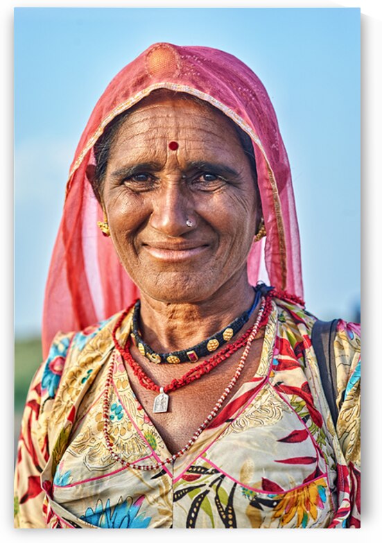 Portrait of a smiling woman in Khimsar Rajasthan India by Marco Brivio