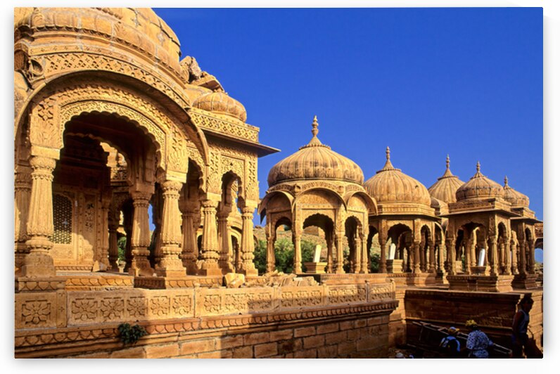 Tombs in Jaisalmer Rajasthan show intricate stone carvings and d by Marco Brivio