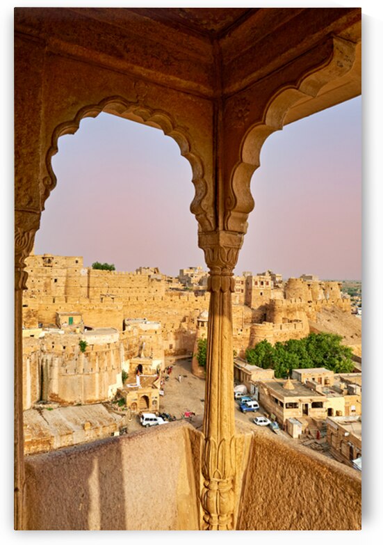 Walls of Jaisalmer glow at sunset in Rajasthan India by Marco Brivio