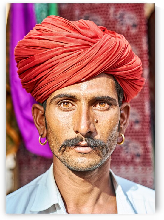 Man wearing red turban in Jaisalmer Rajasthan India during the by Marco Brivio