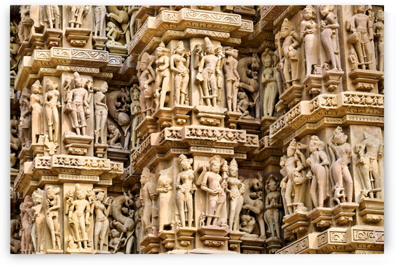 Carvings on the temples of Khajuraho in Madhya Pradesh India by Marco Brivio